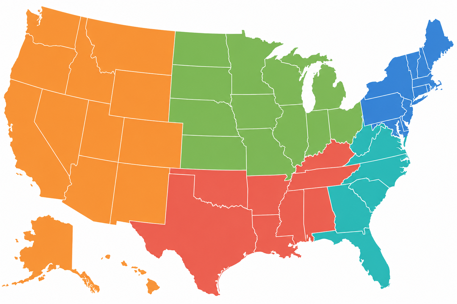Cases Across America regional map