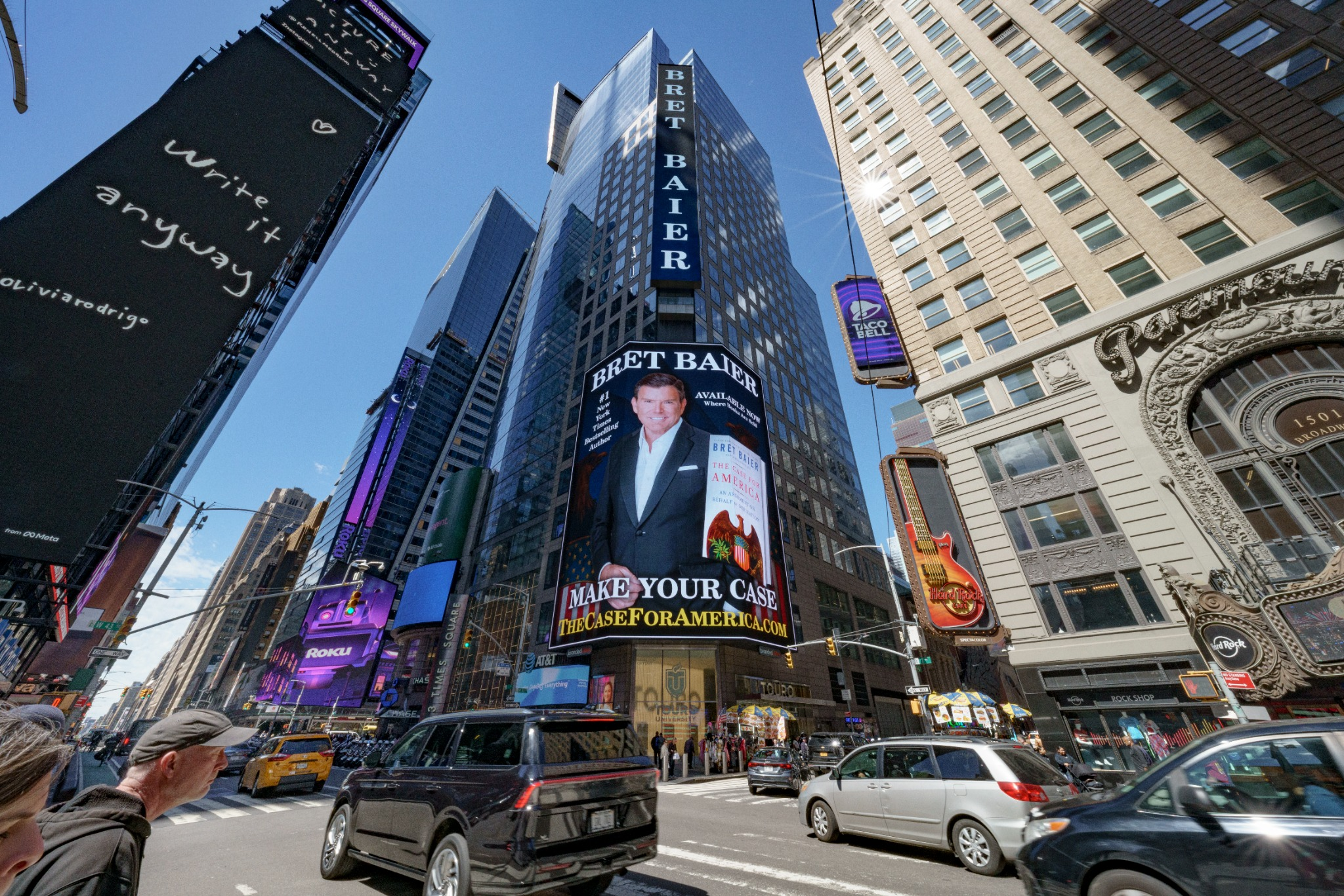 The Case for America Times Square billboard